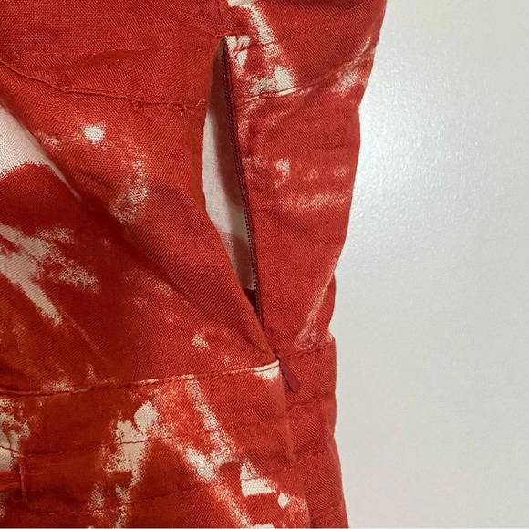 Lole linen cotton women red-orange batik floral tie dye midi hippie casual dress - Picture 5 of 10